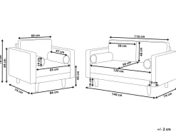 Zestaw wypoczynkowy 3-osobowy sofa fotel beżowy
