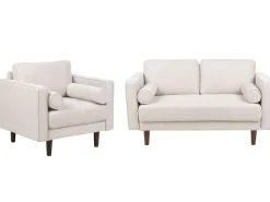 Zestaw wypoczynkowy 3-osobowy sofa fotel beżowy