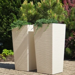 Zestaw 3x Donica Doniczka Ogrodowa Wkład Krem 68cm