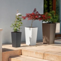 Zestaw 3x Donica Doniczka Wkład Rattan Grafit 68cm