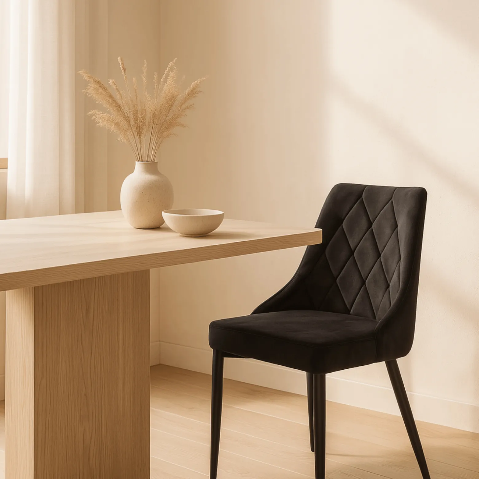 Zestaw 6x Krzesło Tapicerowane CORK Czarne Welurowe Nowoczesne Loft