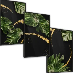 Zestaw 3x Plakat LIŚCIE TROPIKALNE Natura 3D 30x40cm