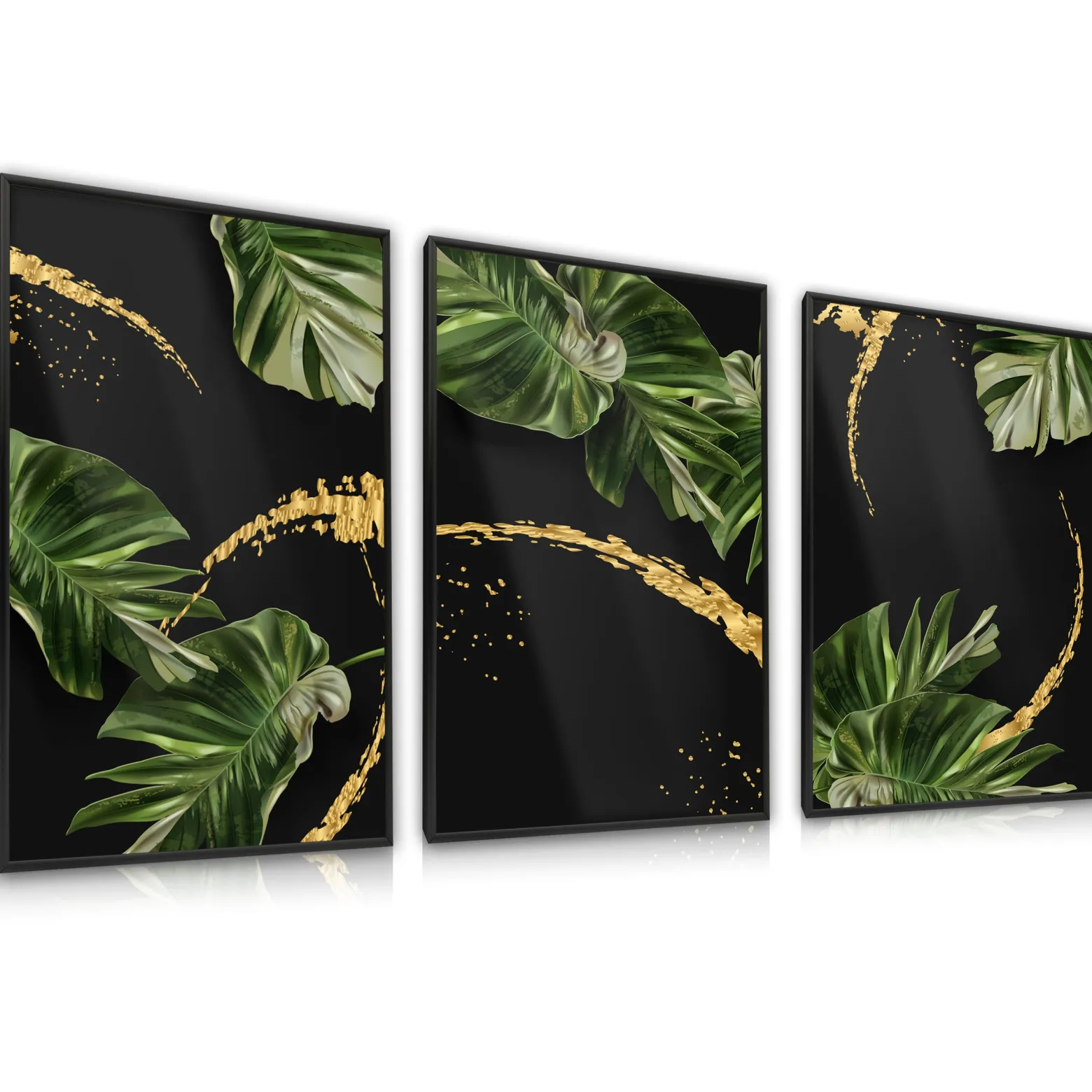 Zestaw 3x Plakat LIŚCIE TROPIKALNE Natura 3D 30x40cm