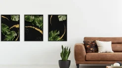Zestaw 3x Plakat LIŚCIE TROPIKALNE Natura 3D 30x40cm