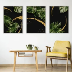 Zestaw 3x Plakat LIŚCIE TROPIKALNE Natura 3D 30x40cm