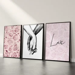 ZESTAW 3X Plakat Pudrowe róże 30x40cm