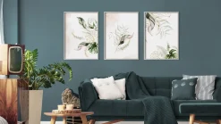 Zestaw 3x Plakat w Ramie AKWARELOWE Liście 30x40cm