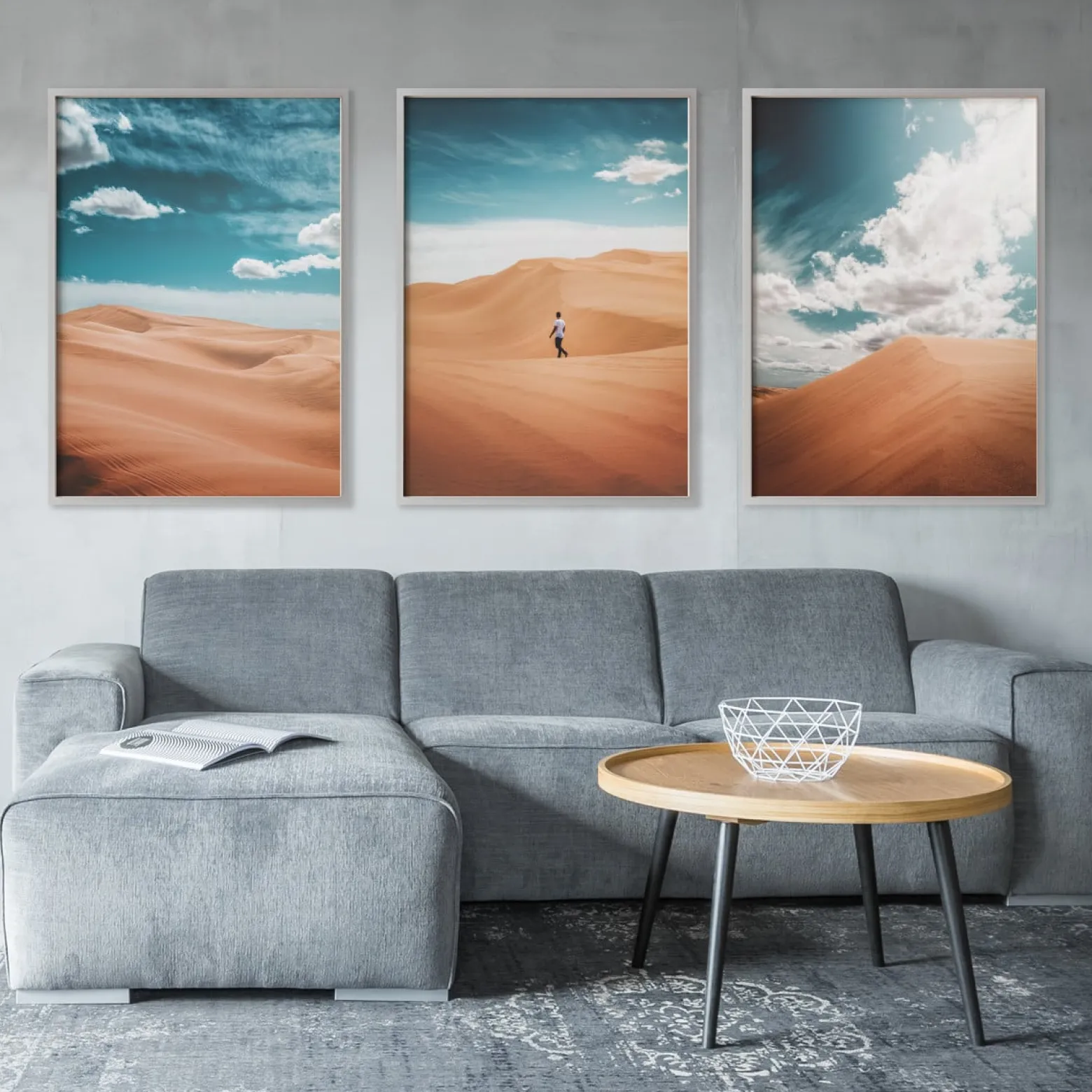 ZESTAW 3x Plakat W Ramie Słoneczne Pustynie 30x40cm
