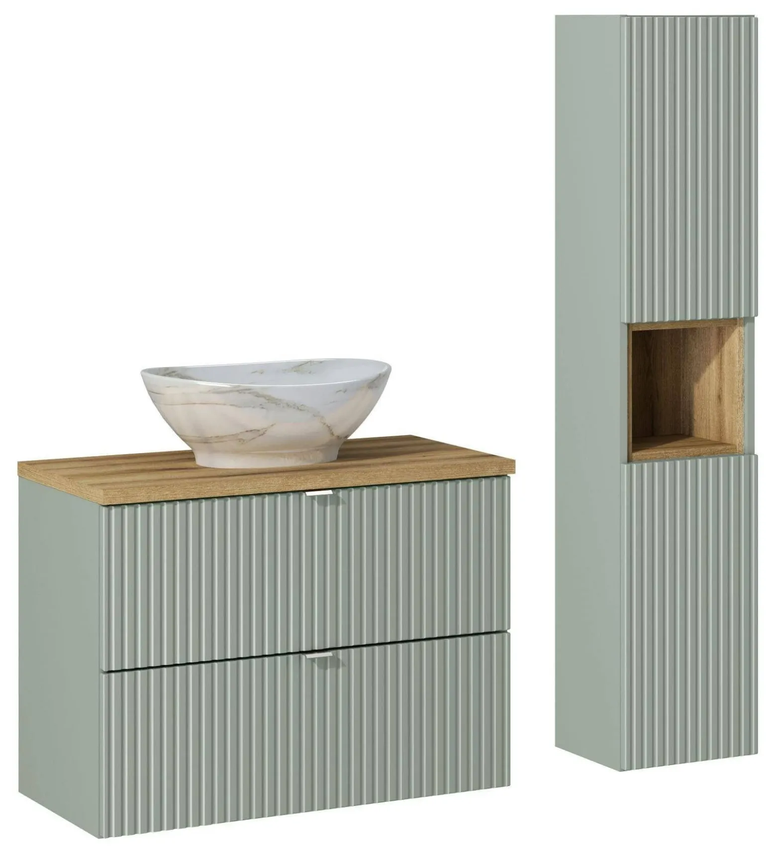 Zestaw z blatem oak i umywalką Pati 80 cm Line Reed Green
