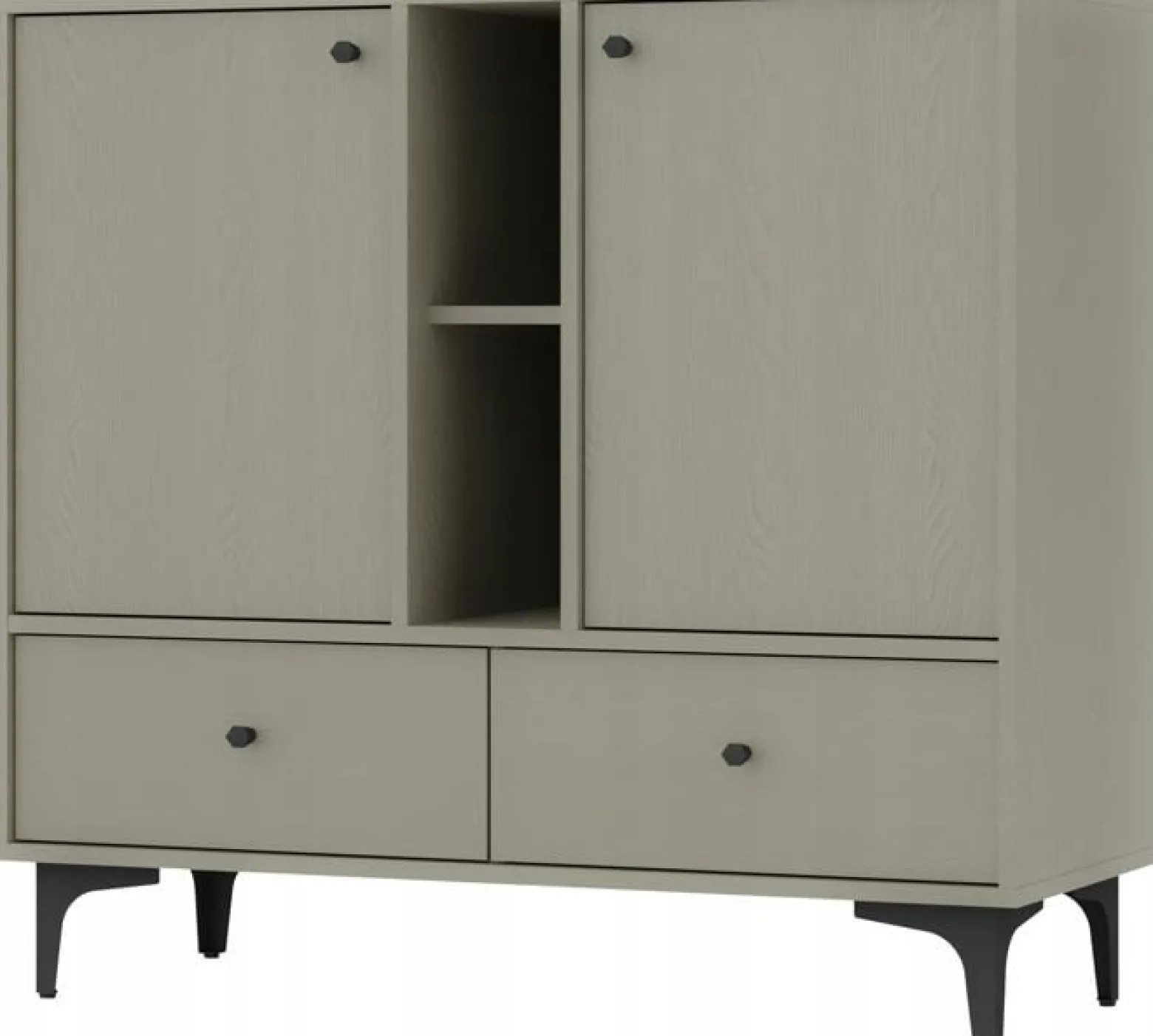 ZIELONA KOMODA AVILA 100 cm CZARNE Metalowe Nogi Uchwyt 2D2S