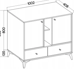 ZIELONA KOMODA AVILA 100 cm CZARNE Metalowe Nogi Uchwyt 2D2S