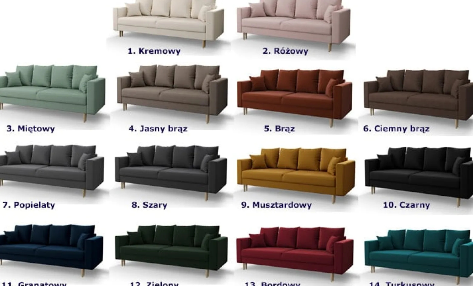 Zielona rozkładana sofa na nóżkach - Maren