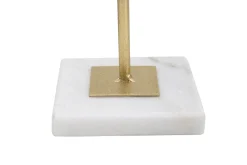 Złota metalowa rzeźba na białej marmurowej podstawie 16x18x41,5 cm