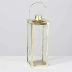 Złote lampiony FAROL, 2 metalowe latarenki
