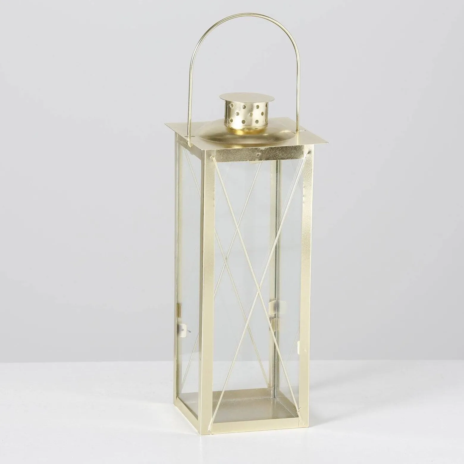 Złote lampiony FAROL, 2 metalowe latarenki